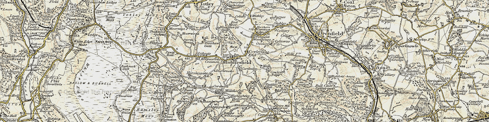 Old map of Holmesfield in 1902-1903
