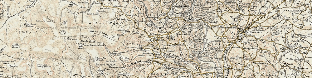 Old map of Holne in 1899
