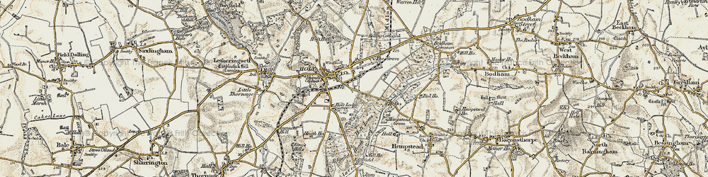 Old map of Holt in 1901-1902