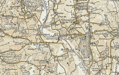 Old map of Holt Fleet in 1899-1902