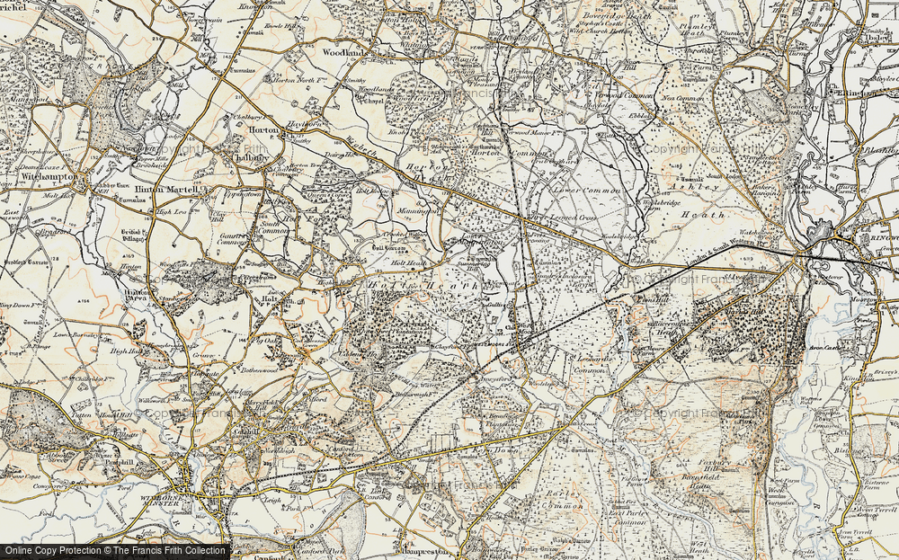 Old Map of Historic Map covering Holt Heath in 1897-1909