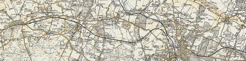 Old map of Holt Hill in 1897-1898