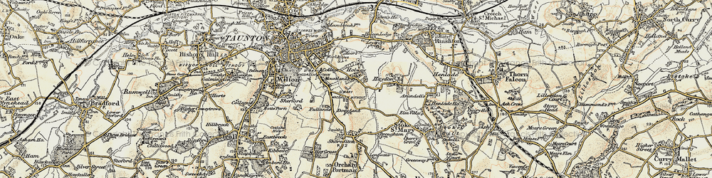 Old map of Holway in 1898-1900