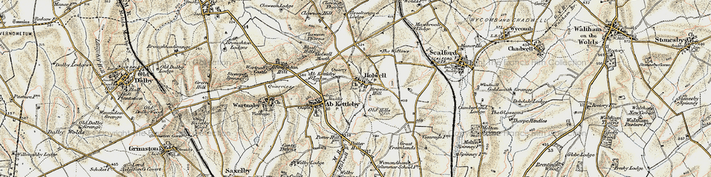 Old map of Holwell in 1901-1903