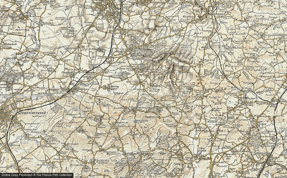 Old Map of Historic Map covering Yew Tree Ho in 1901-1902