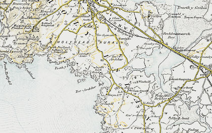 Old map of Holy Island in 1903-1910