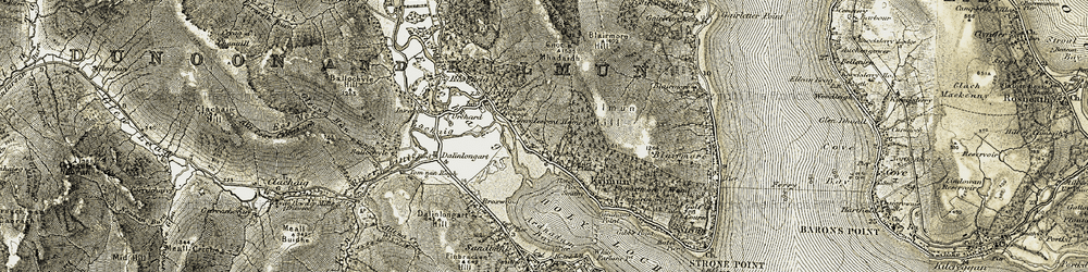 Old map of Tom nan Ragh in 1905-1907