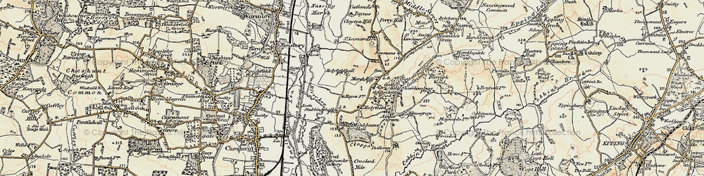 Old map of Holyfield in 1897-1898