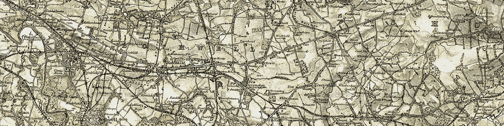 Old map of Holytown in 1904-1905