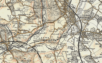Old map of Cassiobury Park in 1897-1898