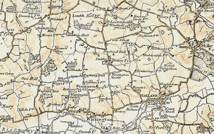 Old map of Honey Tye in 1898-1901