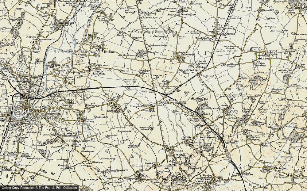 Old Map of Honeybourne, 1899-1901 in 1899-1901