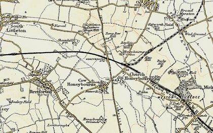 Old map of Honeybourne in 1899-1901