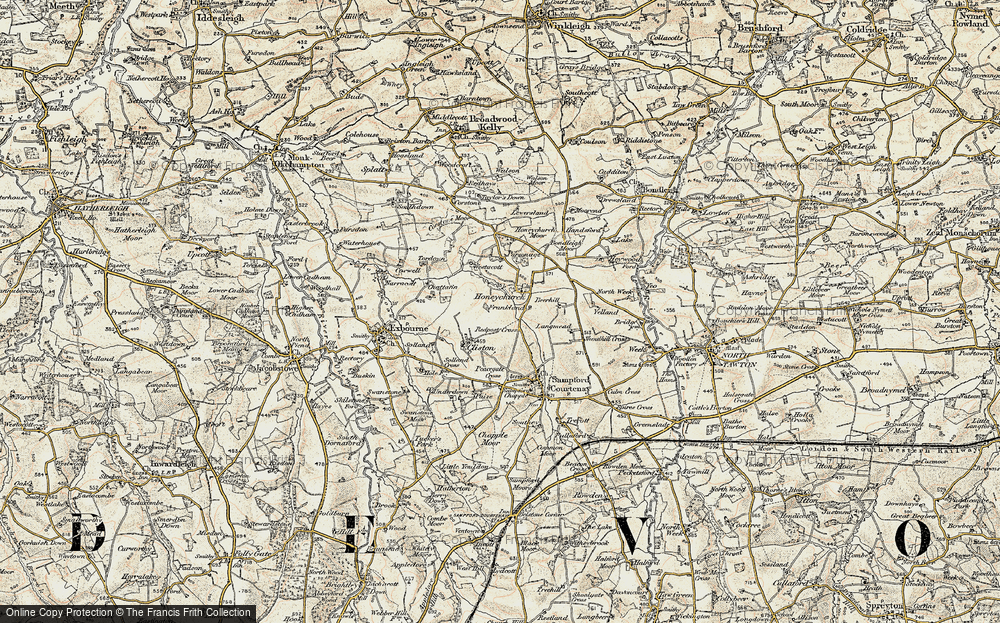 Old Map of Honeychurch, 1899-1900 in 1899-1900