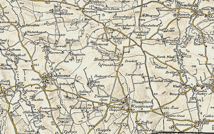 Old map of Honeychurch in 1899-1900