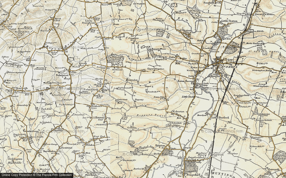 Old Map of Honeydon, 1898-1901 in 1898-1901