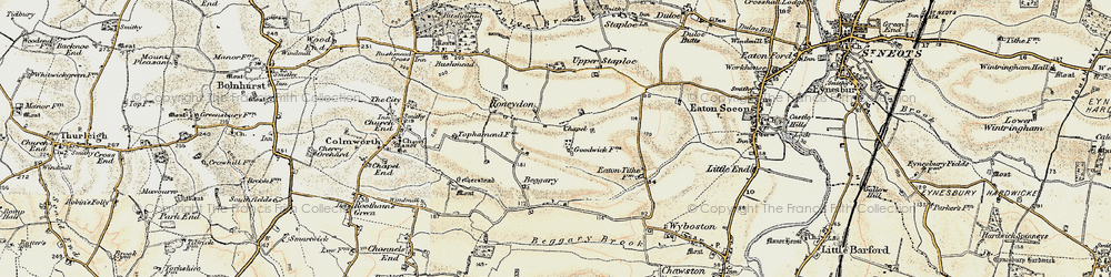 Old map of Honeydon in 1898-1901