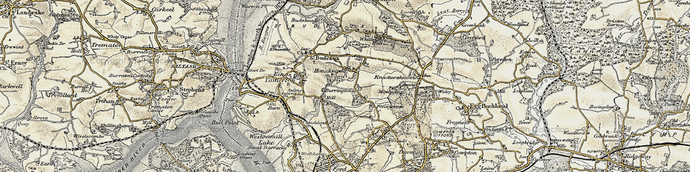 Old map of Honicknowle in 1899-1900