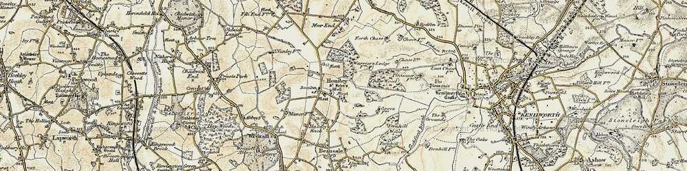 Old map of Honiley in 1901-1902