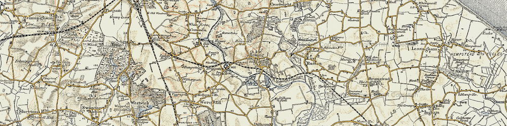 Old map of Honing in 1901-1902