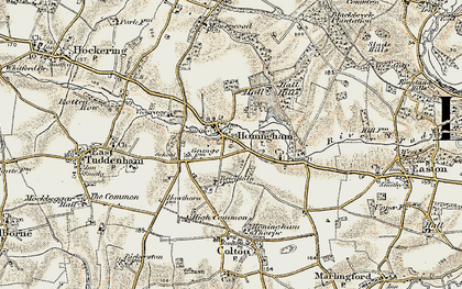 Old map of Honingham in 1901-1902