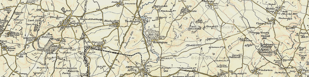 Old map of Tus Brook in 1899-1901
