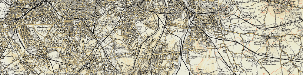 Old map of Honor Oak in 1897-1902