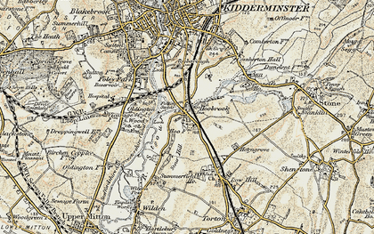Old map of Hoobrook in 1901-1902