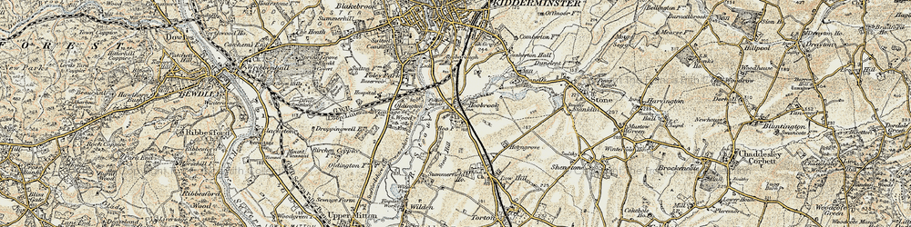 Old map of Hoobrook in 1901-1902