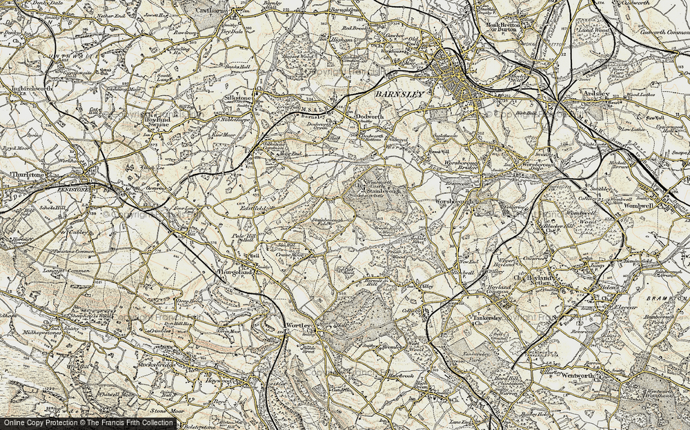 Old Map of Historic Map covering Broom Royd Wood in 1903