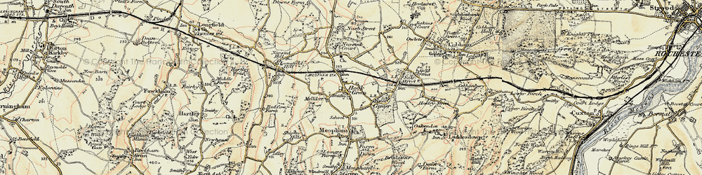 Old map of Hook Green in 1897-1898