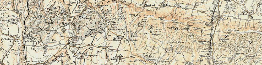 Old map of Hooksway in 1897-1900