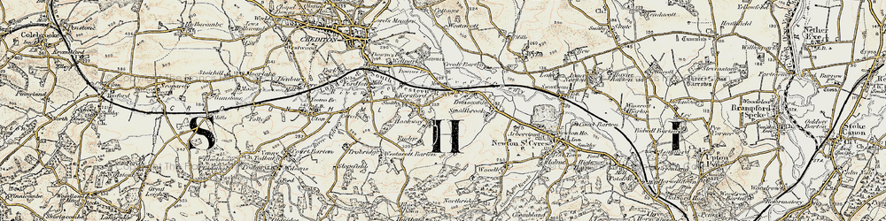 Old map of Hookway in 1899-1900