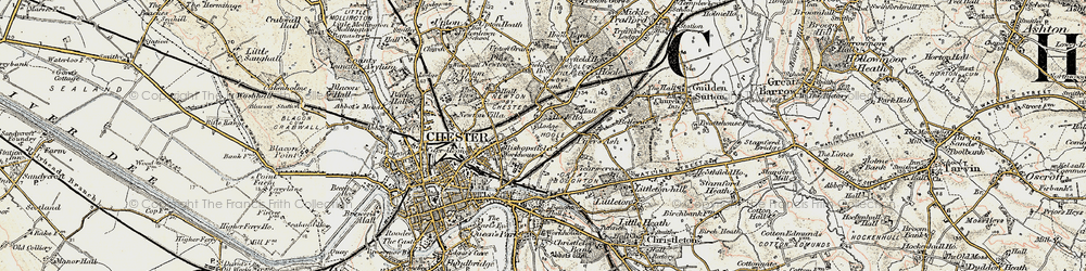 Old map of Hoole in 1902-1903