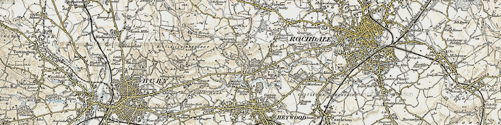 Old map of Hooley Bridge in 1903