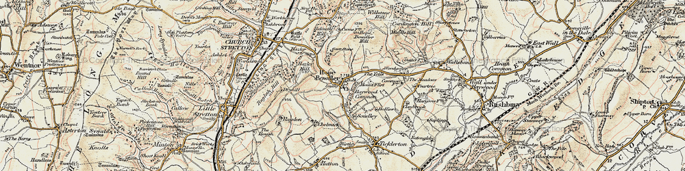 Old map of Hope Bowdler in 1902-1903