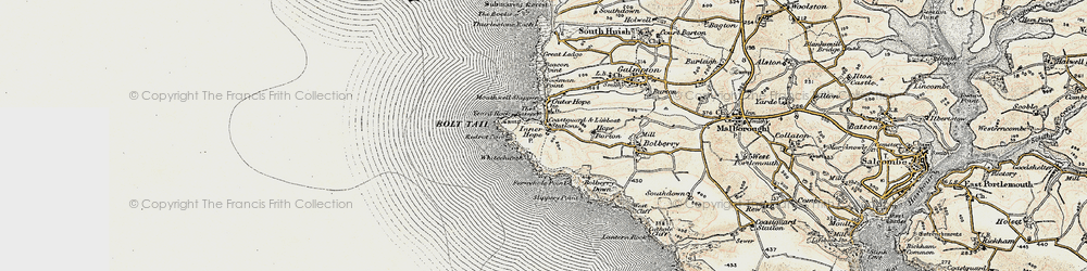 Old map of Hope Cove in 1899-1900