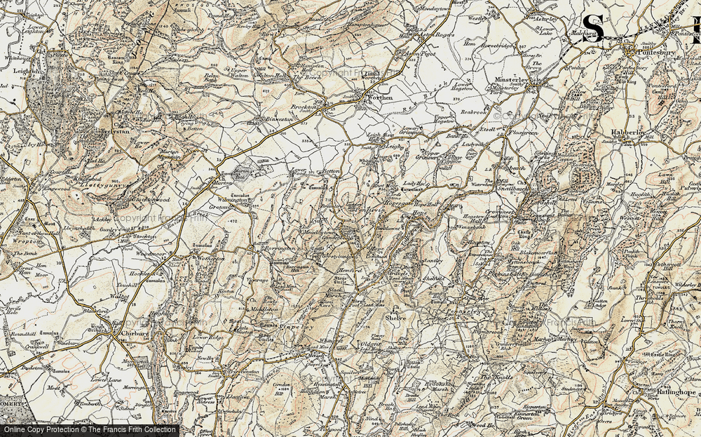 Old Map of Historic Map covering Bromlow Callow in 1902-1903