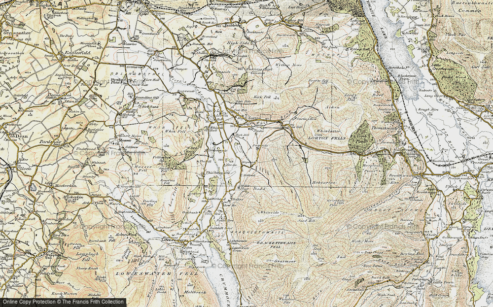 Old Map of Historic Map covering Whinlatter Pass in 1901-1904