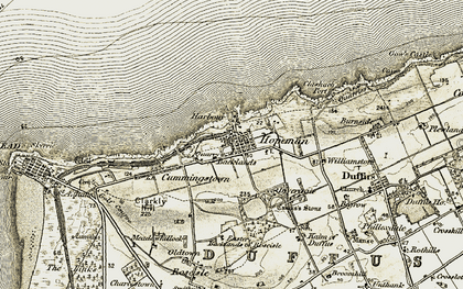 Old map of Hopeman in 1910-1911