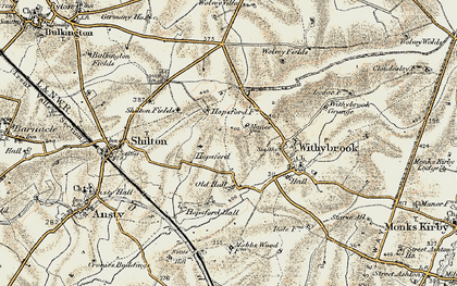 Old map of Hopsford in 1901-1902