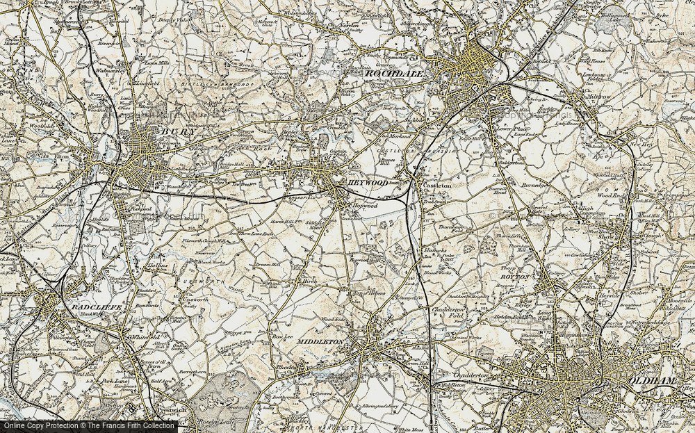Old Map of Hopwood, 1903 in 1903