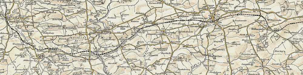 Old map of Hopworthy in 1900