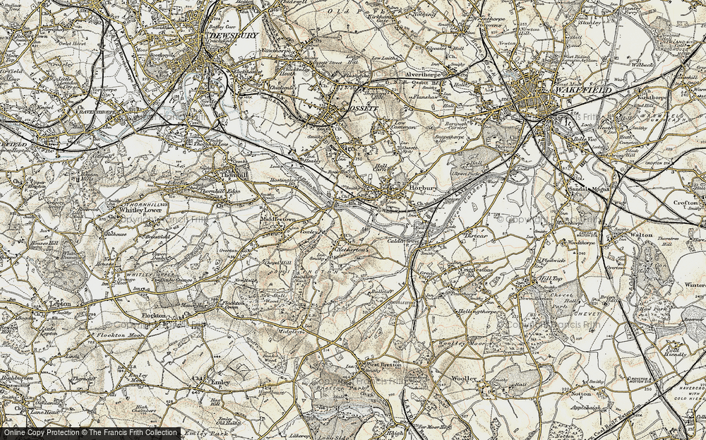 Old Map of Historic Map covering Calder and Hebble Navigation in 1903