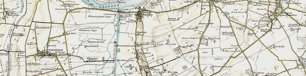 Old map of Horkstow Wolds in 1903-1908