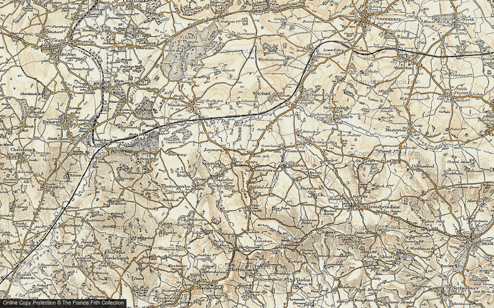 Old Map of Historic Map covering Bere Chapel in 1898-1899