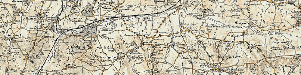 Old map of Bere Chapel in 1898-1899