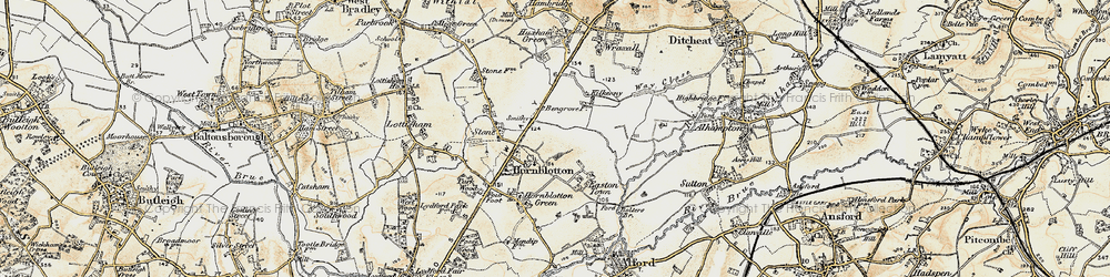 Old map of Hornblotton in 1899