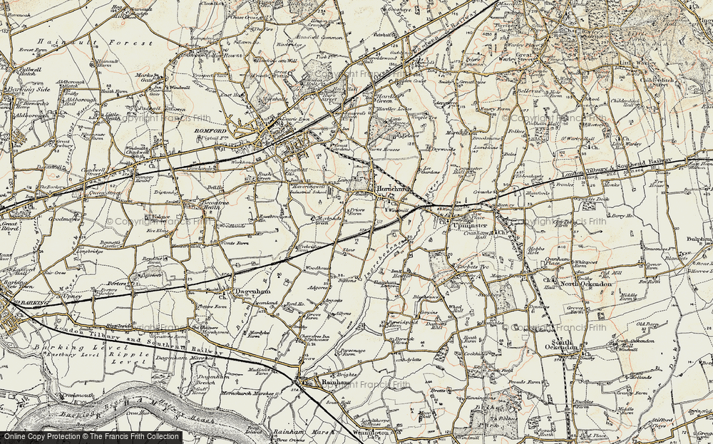 Old Map of Hornchurch, 1898 in 1898