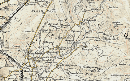 Old map of Horndon in 1899-1900
